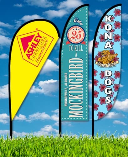 Zoom 3 Flags w/ Stand- 10ft Single Sided Graphic