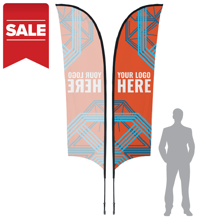 SPECIAL SALE - Printed Sunblade Flag w/ Heavy Duty Pole - 8' / 13' / 17'