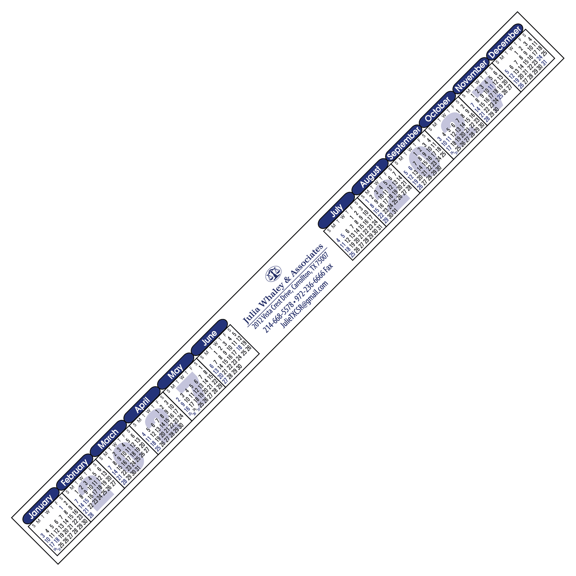 FULL Color Kwik-Stik Year at a Glance Strip Monitor Calendar