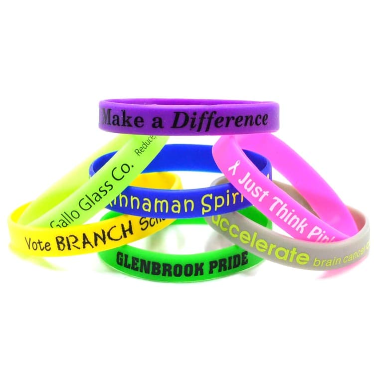 1/2" Printed Silicone Wristband Bracelet - RUSH