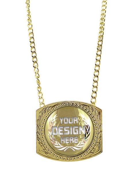 Medallion Holder: 6" x 5" Metal Champ Chain w/ Cus