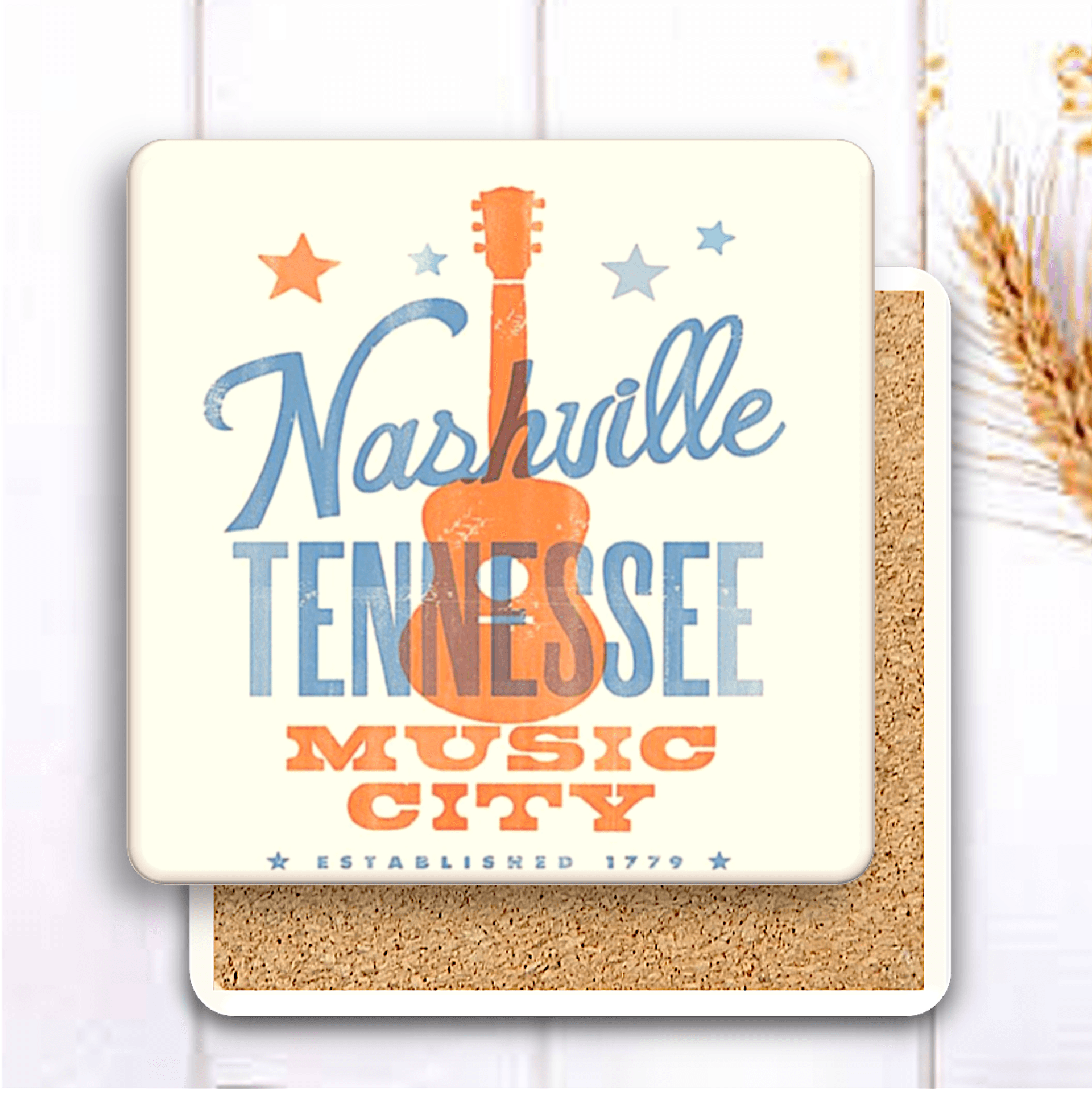 Square Absorbent Stone Coaster with Custom Print - Basic Print