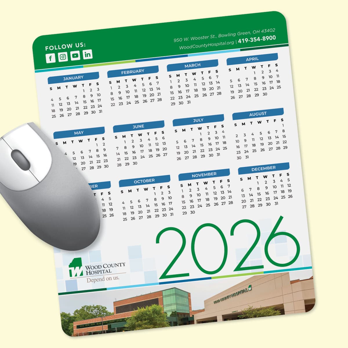 Peel&Place 8"x9.5"x.015" Ultra-Thin Calendar Mouse Pad