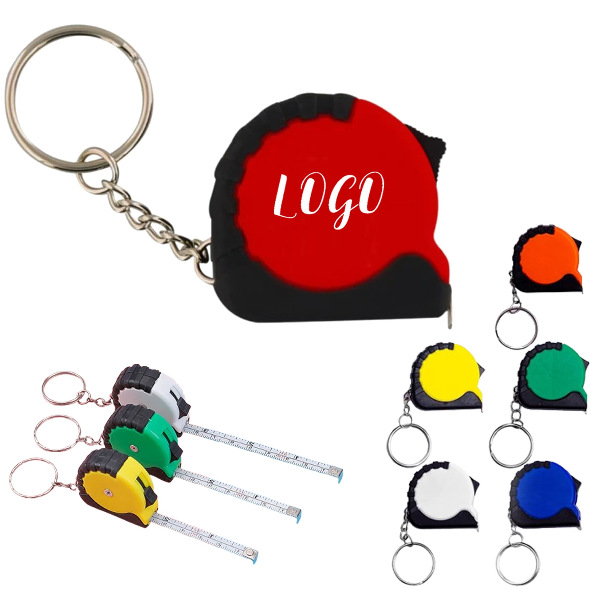 Mini Abs Plastic Housing Metal Measuring Tape With Keychain