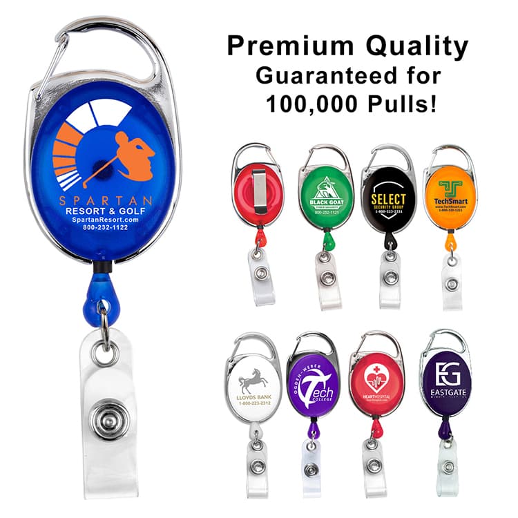"Oberlin" 30” Cord Retractable Carabiner Style Badge Reel and Badge Holder (Patent D539,122)