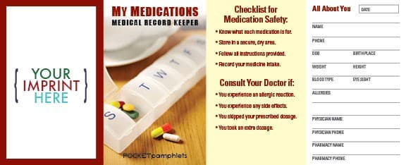 POCKET PAMPHLET - My Medications Medical Record Keeper Pocket Pamphlet