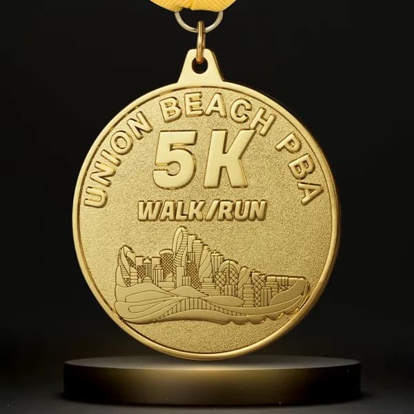 1 1/2" Custom Die Struck Shiny w/Sandblast/Textured Background Medals