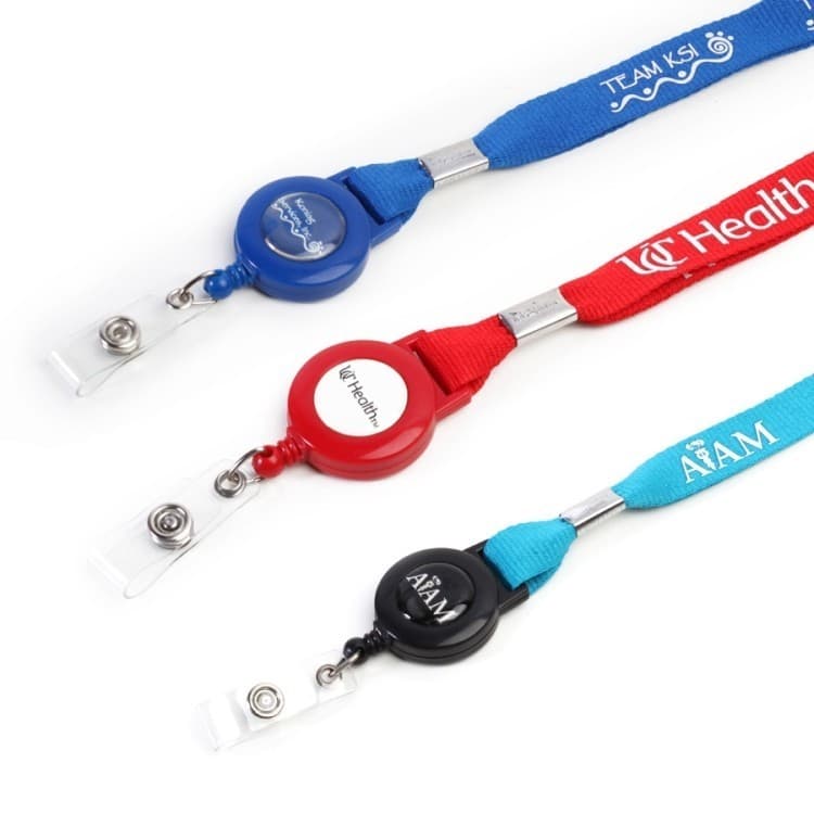 3/4" Flat Polyester Lanyard with Badge Reel