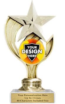 Trophy: 7", 2x3 white marble base, Holder w/ mylar