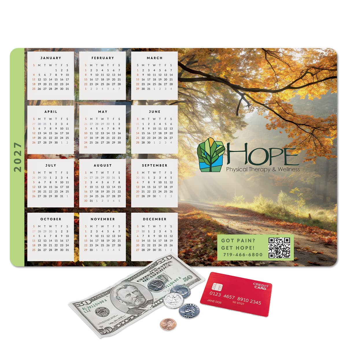 Vynex Peel&Place Ultra Thin Removable/Repositionable Calendar Counter Mat-10"x15"x.015"