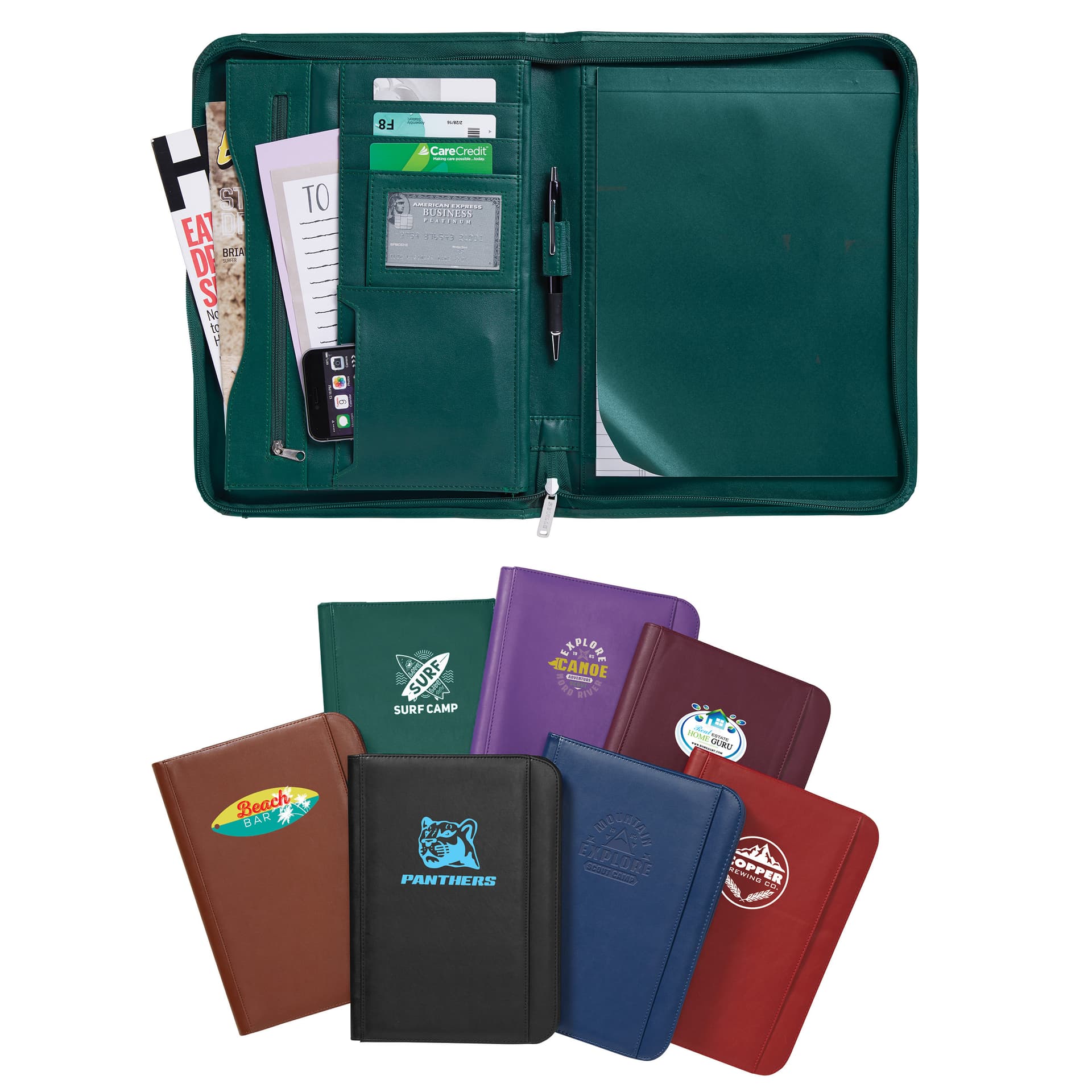 Deluxe Padfolio with Zipper -Orgainizer, Portfolio with Writing Pad(9 Colors)