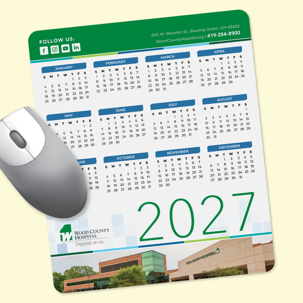 Peel&Place 8"x9.5"x.015" Ultra-Thin Calendar Mouse Pad