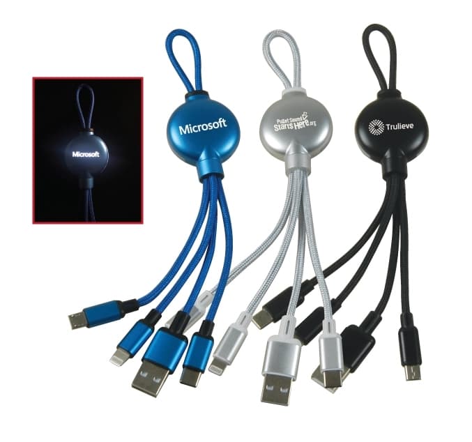 Travel Size Light-up 3 in 1 Charging Cable