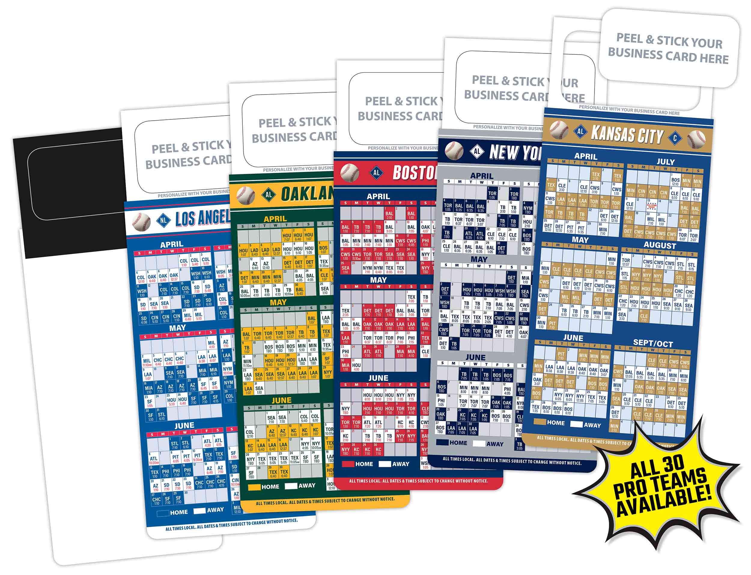 Baseball Schedule Magnet - Peel and Stick Business Card (3.5x9)