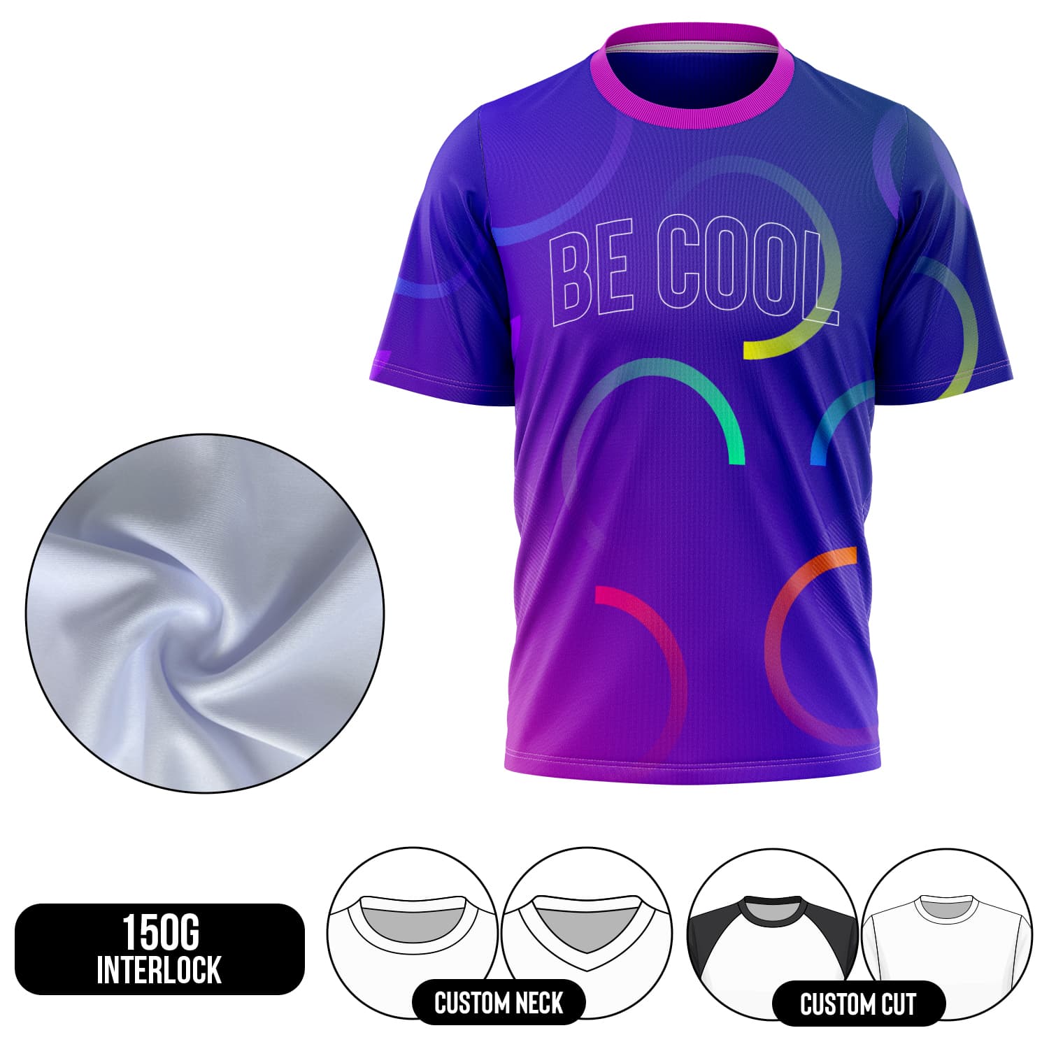 Unisex and Kids' Full Sublimation Short Sleeve T-Shirt - 1-Way Stretch Performance Interlock